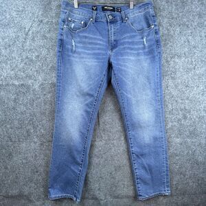 MBX Denim Jeans Mens 34 Straight Light Distress Stretch